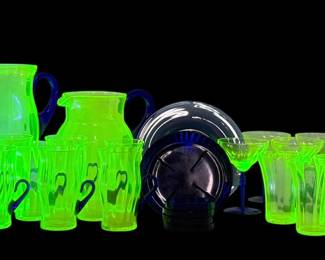 (28pc) Vaseline / Uranium & Cobalt Blue Lemonade Set