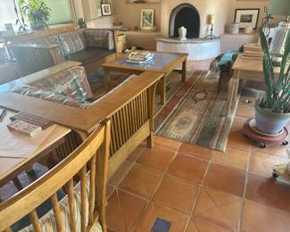 Stickley loveseat, lounge chair, and table
(Removable protection)