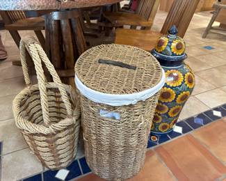 Baskets and Vintage Talavera Pottery