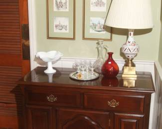 BAR/SERVER W/SILVER DRAWER - CASTERS