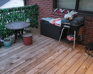 Small charcola grill, deck box, and more