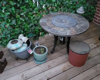 Flower pots and outdoor table