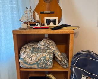 King bedding, guitar for decor