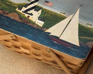 Hand painted picnic basket