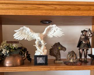 Copper tea pot, Eagle, horse statue, metal figure