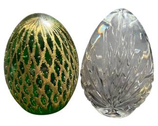 2 Decorative Glass Eggs