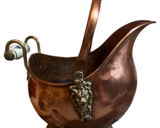 Blue White Handled Copper Coal Scuttle