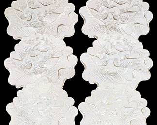 6 Appliqued Floral Doilies