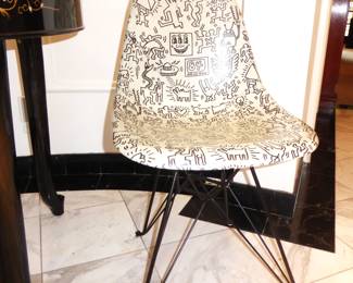 Keith Haring X Modernica Side Shell Eiffel Chair 'Faces'
