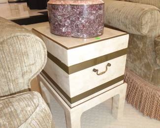 Maitland Smith Tessellated Stone & Brass Chest