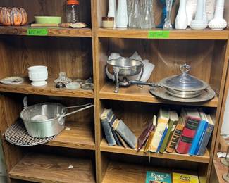 Many book shelves full of items… many other kinds of shelving available for sale.