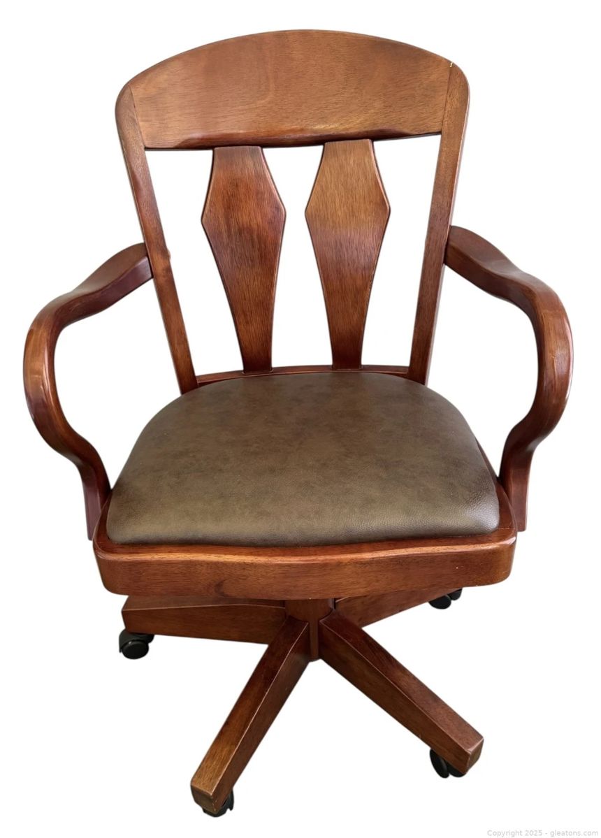Nice Swivel Rolling Solid Wood Office Chair