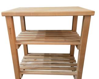 Natural Wood Kitchen Rolling Cart