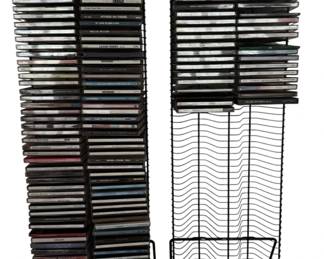Two Metal CD Towers Full of CDs