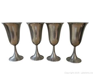 4 Lovely Royal Holland Pewter Goblets