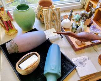 Rookwood, American Art Pottery, carved wood bird