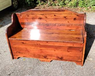 Handmade butcher block storage bench