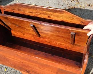 Hand made butcher block storage bench