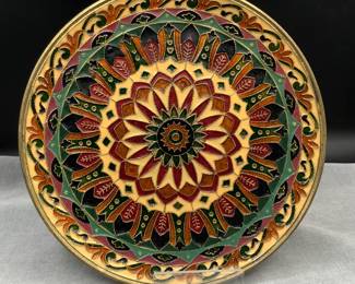 Enameled brass plate