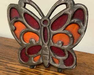 Butterfly stained glass letter or napkin holder