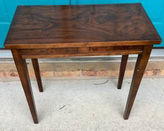 Burl veneer tapered leg table