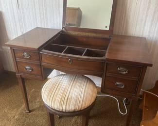 Antique vanity and stool