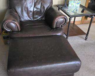 Leather chair and ottoman
