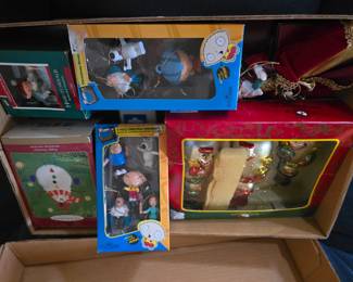 Christmas ornaments including Family Guy
