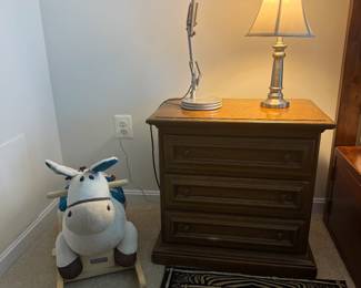 Rocking horse chest and lamps