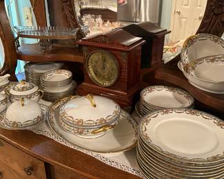 Our apologies clear crystal glass piece w/cherubs (upper left corner) is being kept by seller.  Mistakenly photographed.