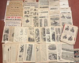 Historic Newspaper & Print Collection – Highest & Best Offer 
Highest & Best Offer due no later than 4:00 PM, Wednesday 9/17.
Incredible grouping of original newspapers and Harper’s Weekly Civil War era prints, including key headlines such as “Kennedy Assassinated,” “Atom City in Ashes – Holocaust in Hiroshima,” and more. 
