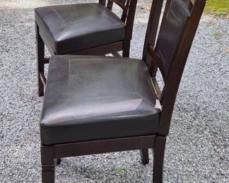 Two Leather Swivel Barstools