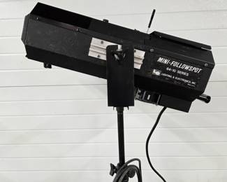 The Mini Follow Spot 64-10 Series is a compact yet powerful stage lighting fixture designed for precision and versatility. With its bright focused beam, smooth manual control, and lightweight build, it’s ideal for theaters, concerts, and events where mobility and professional spotlighting are needed. 