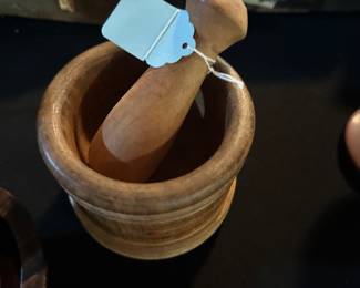 wooden mortar and pestle set