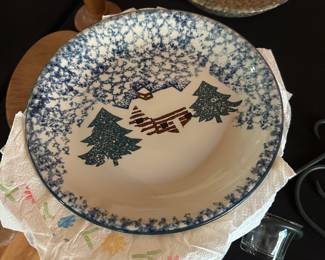 Vintage Tienshan "Cabin in the Snow" Stoneware Bowl 