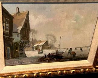 Signed  Antique oil Painting Dutch Scene
