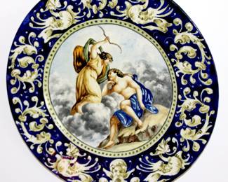 Amazing Hand Painted Majolica Charger - One of Two Available 