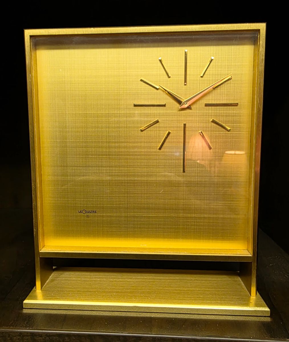 Vintage Jaeger Le-Coultre Bronze Desk Clock - 8 Days.