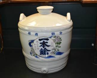 Antique Large Japanese Barrel Sake Jug
