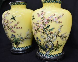 Pair of Antique Japanese Cloisonne Vases