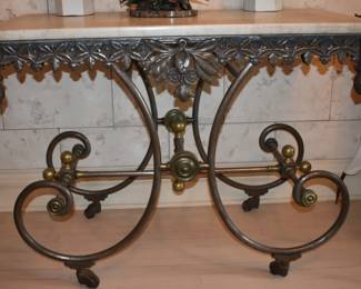 Forged Iron & Marble Console Table