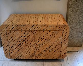 2 Rare Faceted 1950's California Cactus Wood Cabinets