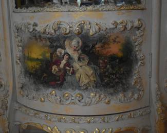 Ornate French White Curio Cabinet