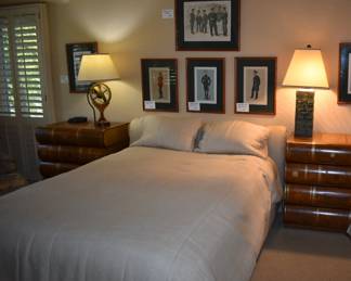 Custom Queen Upholstered Bed with Bedding