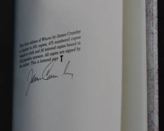 SET of Signed Limited Release, First Edition Books: Whores by James Crumley

Lettered copy: T