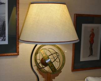 Vintage Armillary Astrological Zodiac Bronze Table Lamp by Frederick Cooper 