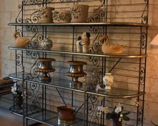French Inspired Wrought-Iron & Brass Baker's Rack- Large- 92Wx 89Hx 18D 