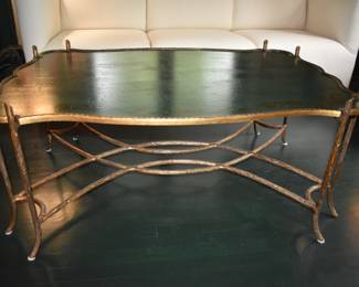Dennis & Leen Green Lacquer Gilt Chinoiserie Cocktail Table