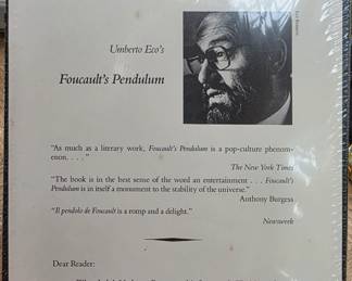 Unopened Signed First Edition of Foucault's Pendulum by Umberto Eco