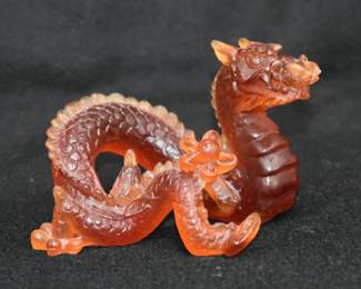 Daum Amber pate-de-verre crystal Dragon